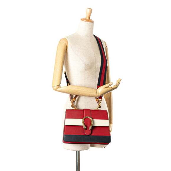 GUCCI Red Leather Bamboo Shoulder Bag - Picture 13 of 13